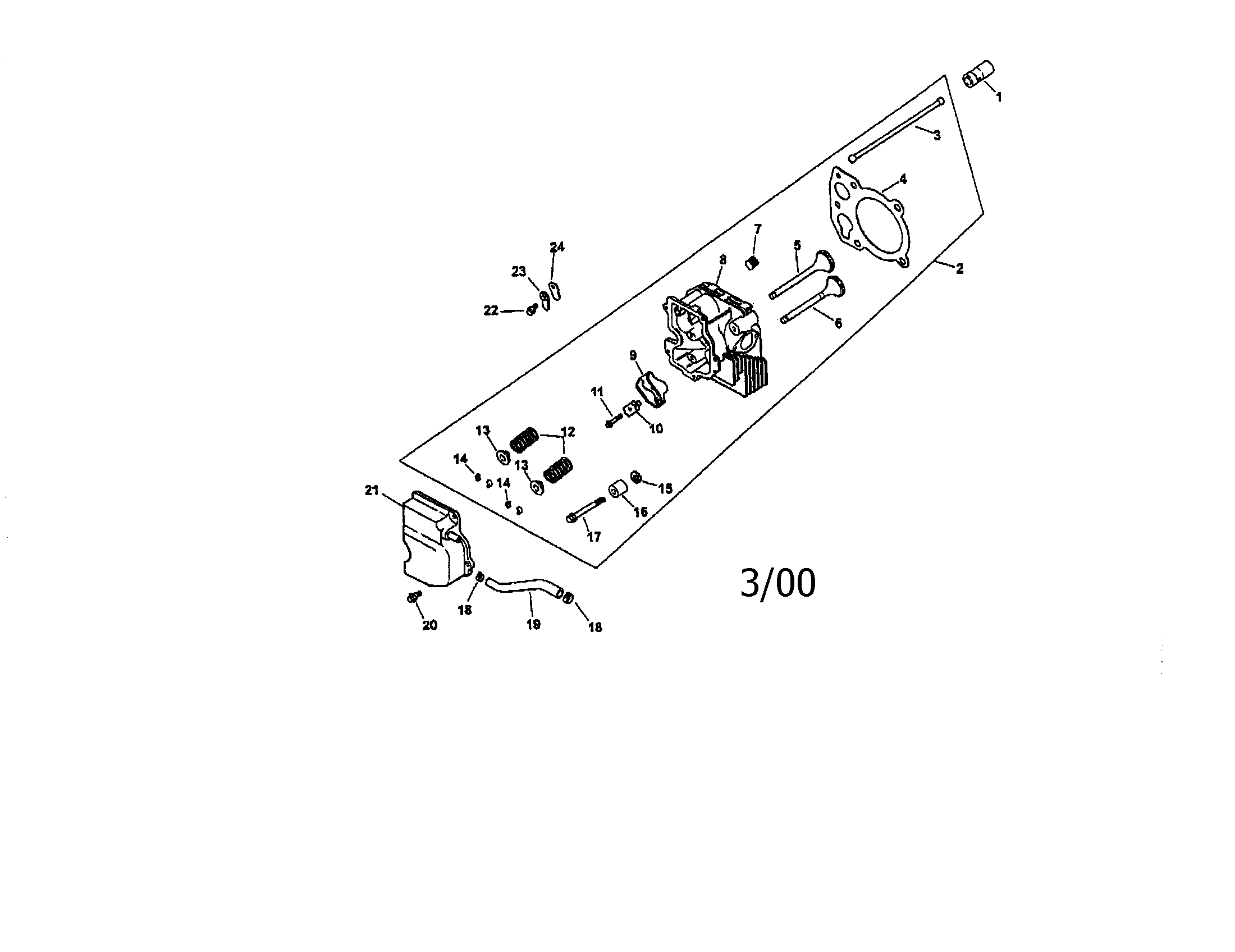 Cylinder head, valve and breather