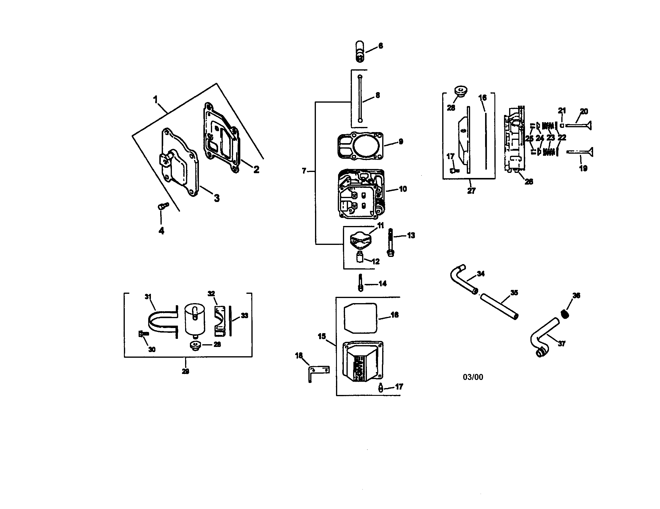Cylinder head, valve and breather