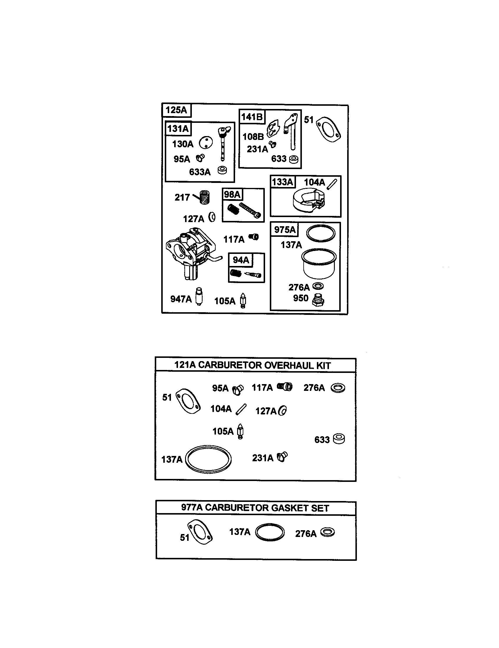 Carburetor overhaul kit