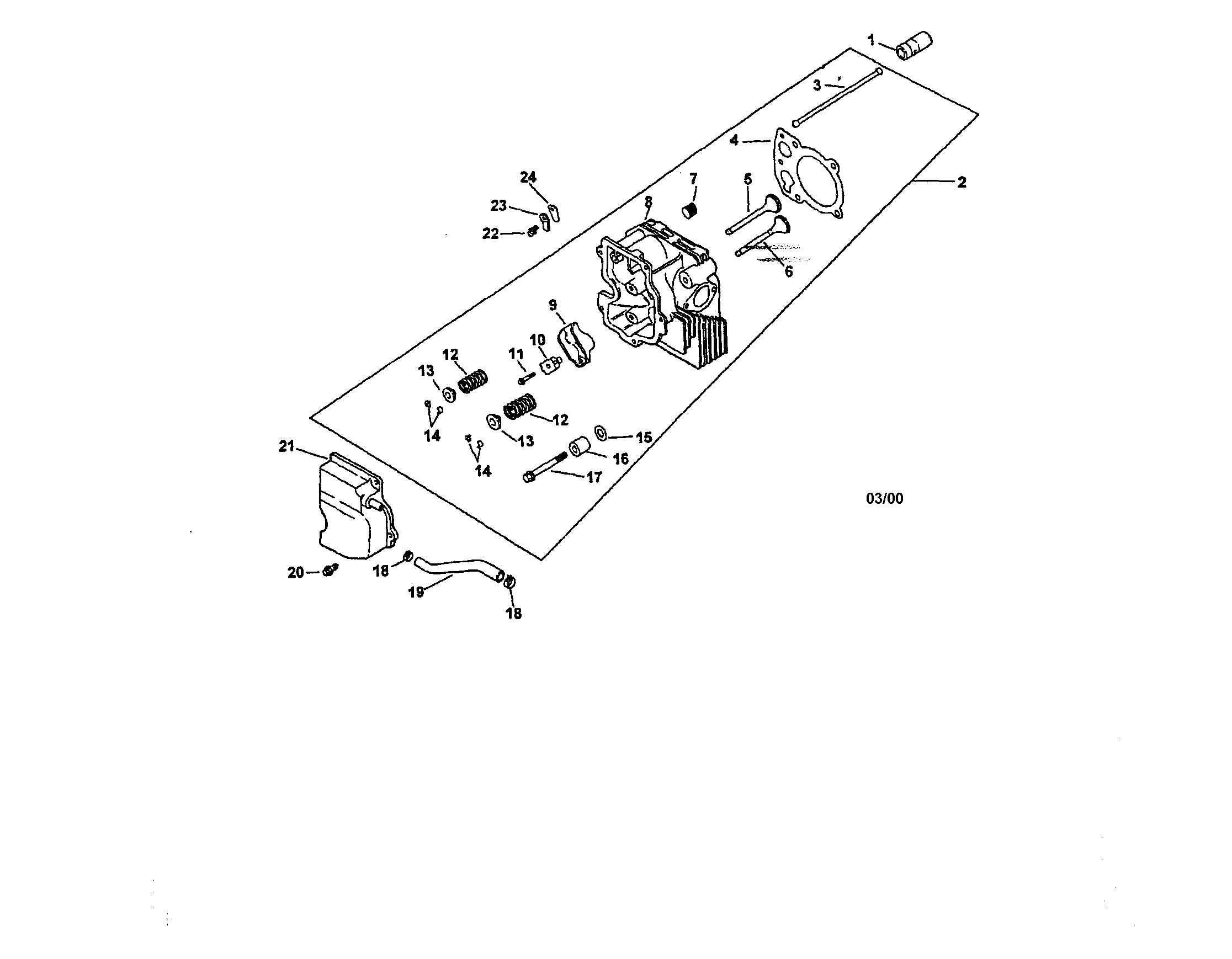 Cylinder head, valve and breather