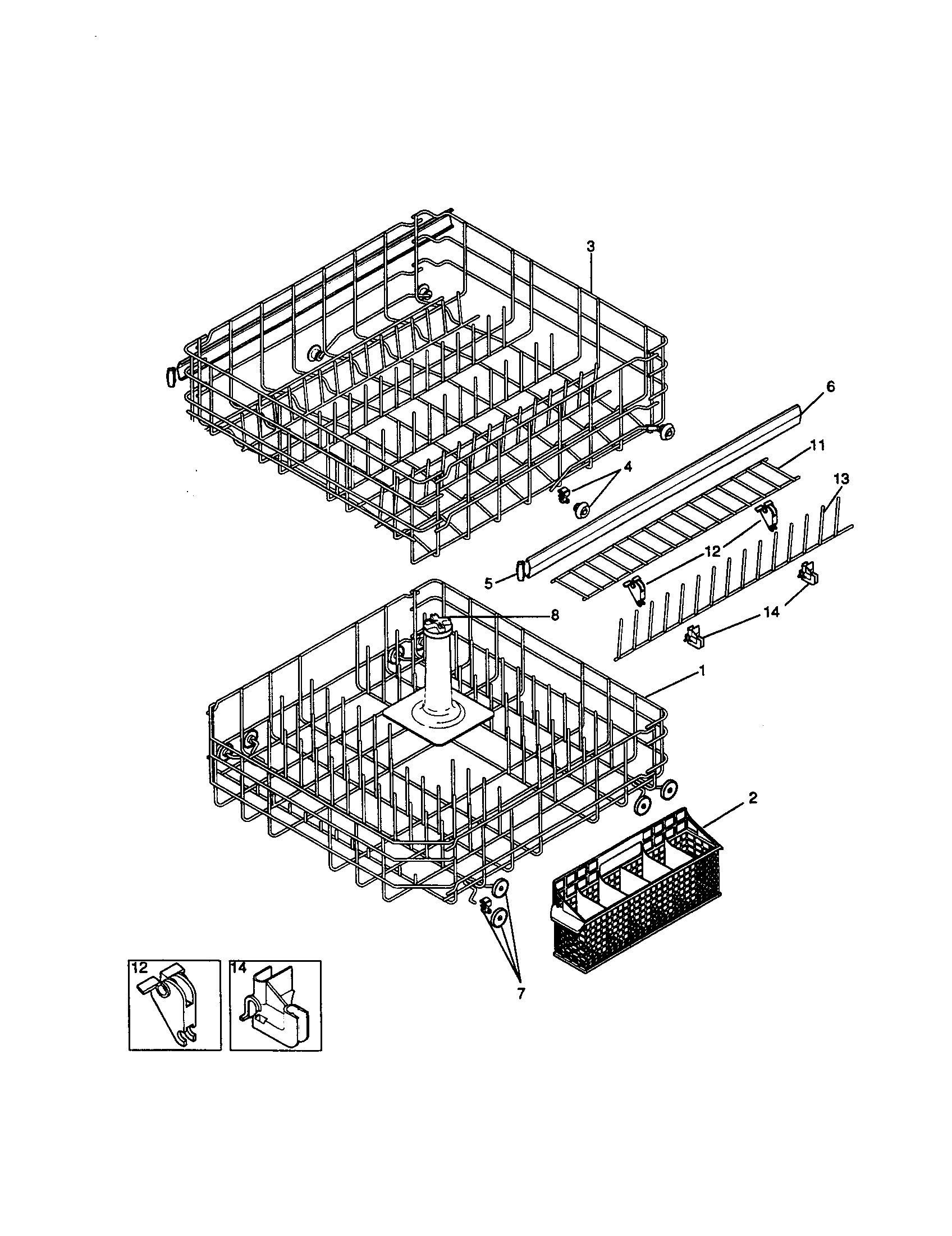 Upper/lower rack assembly
