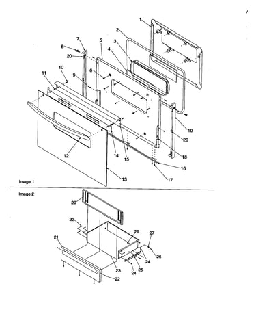 Oven door and storage