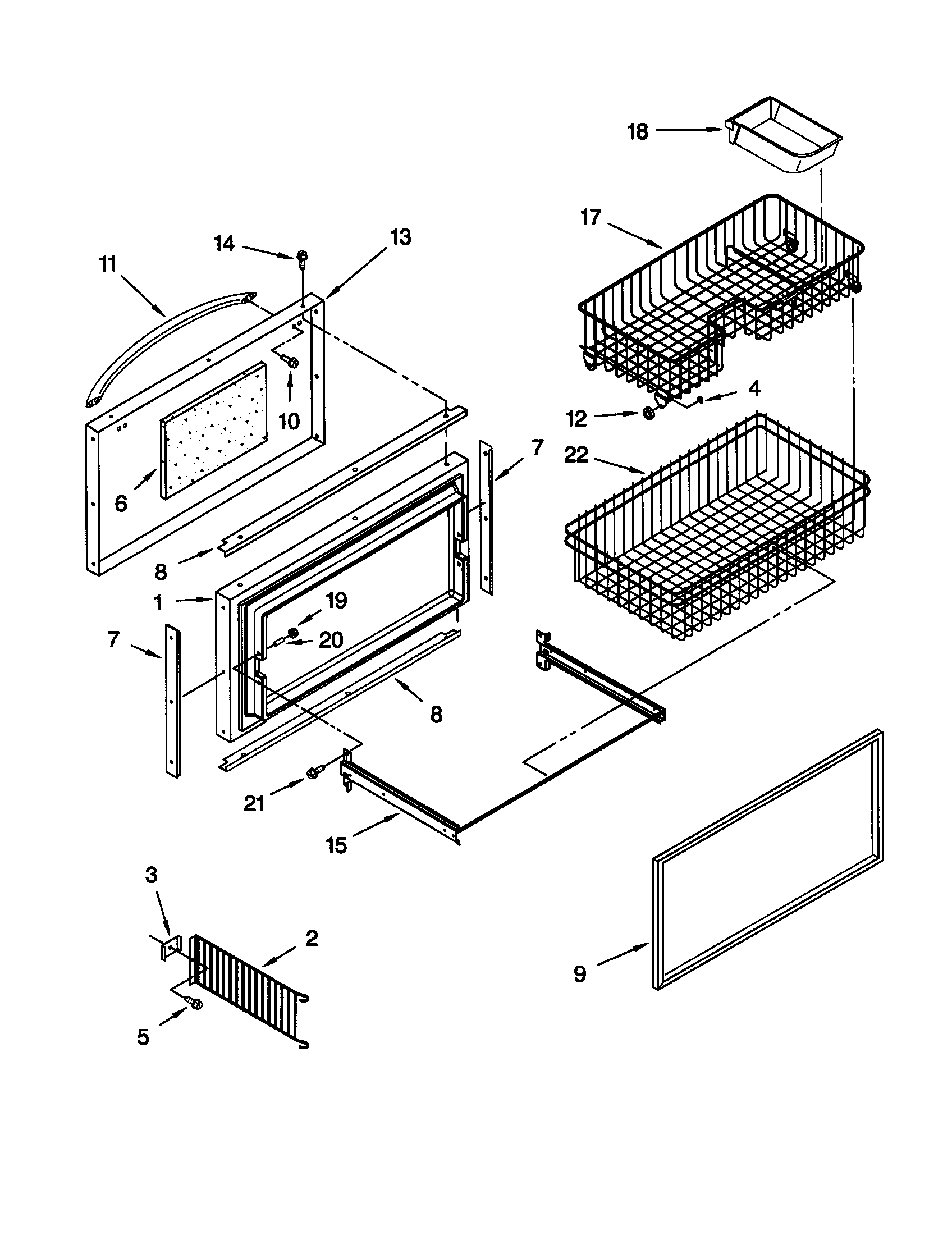 Freezer door and basket
