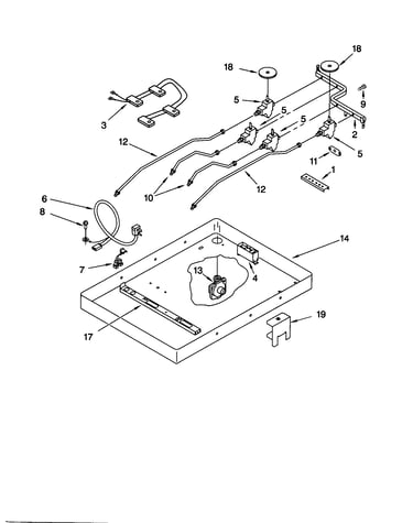 Burner box, gas valves and switches