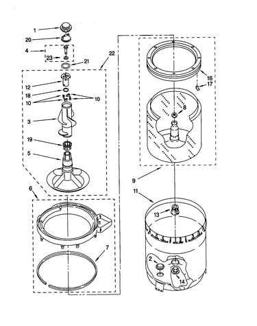 Agitator, basket and tub