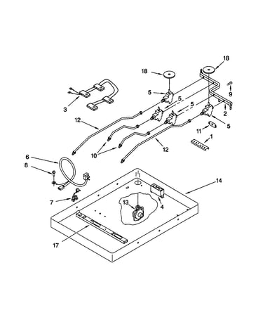 Burner box, gas valves and switches