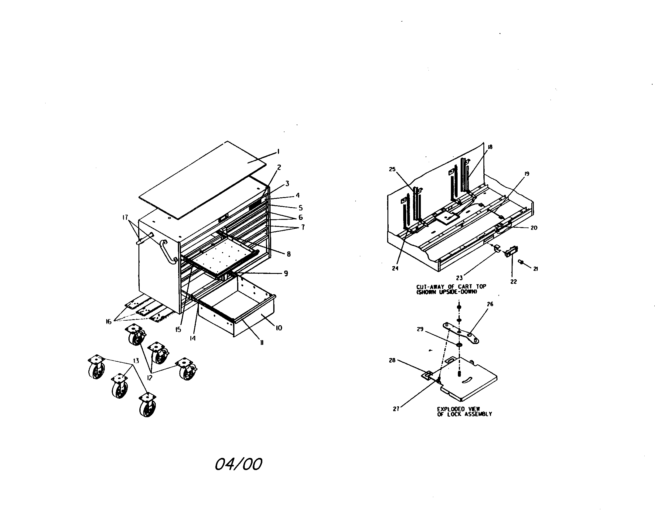 56" 13 DRAWER MOBILE TOOL CART