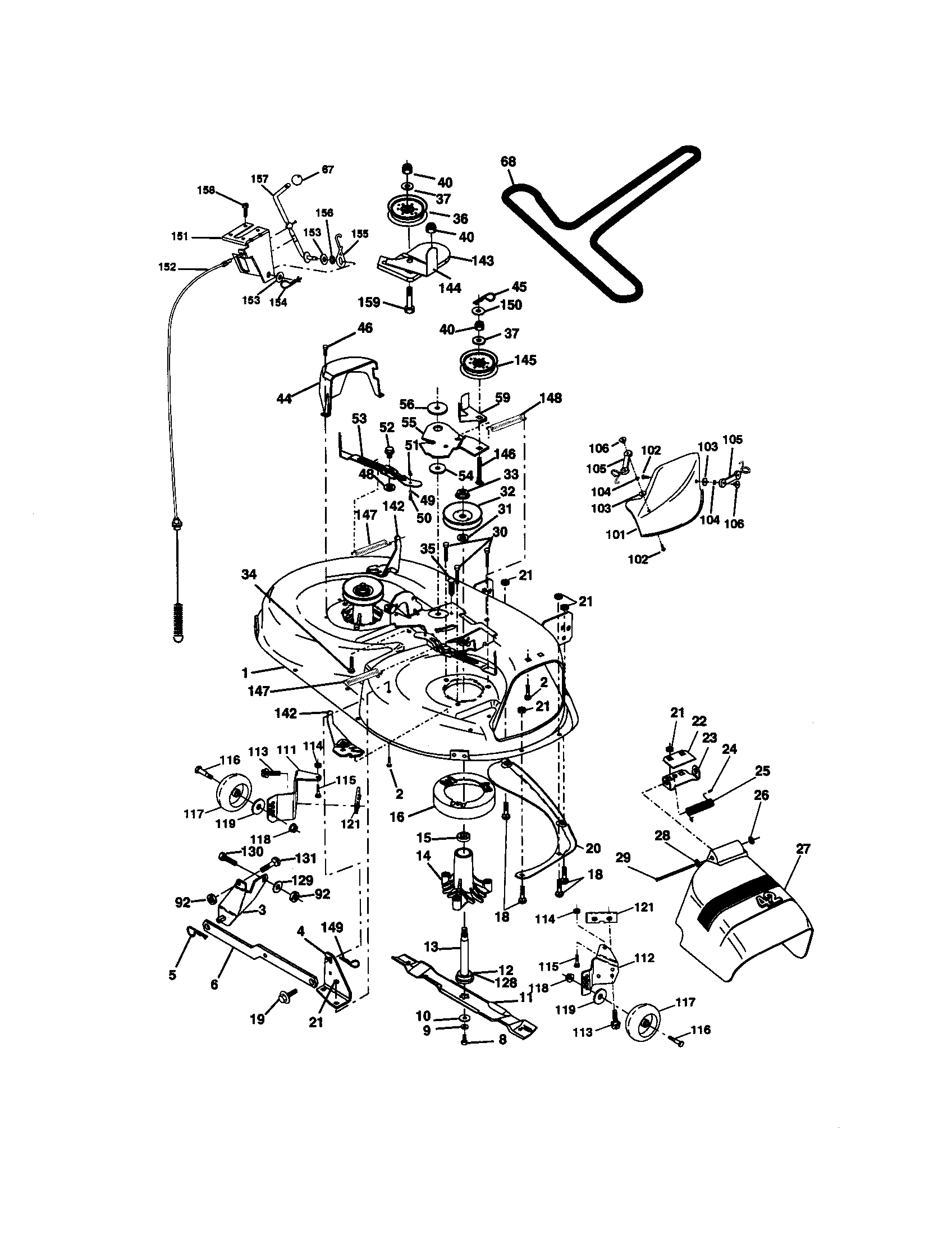 Craftsman lt1000 mower 2025 deck parts diagram