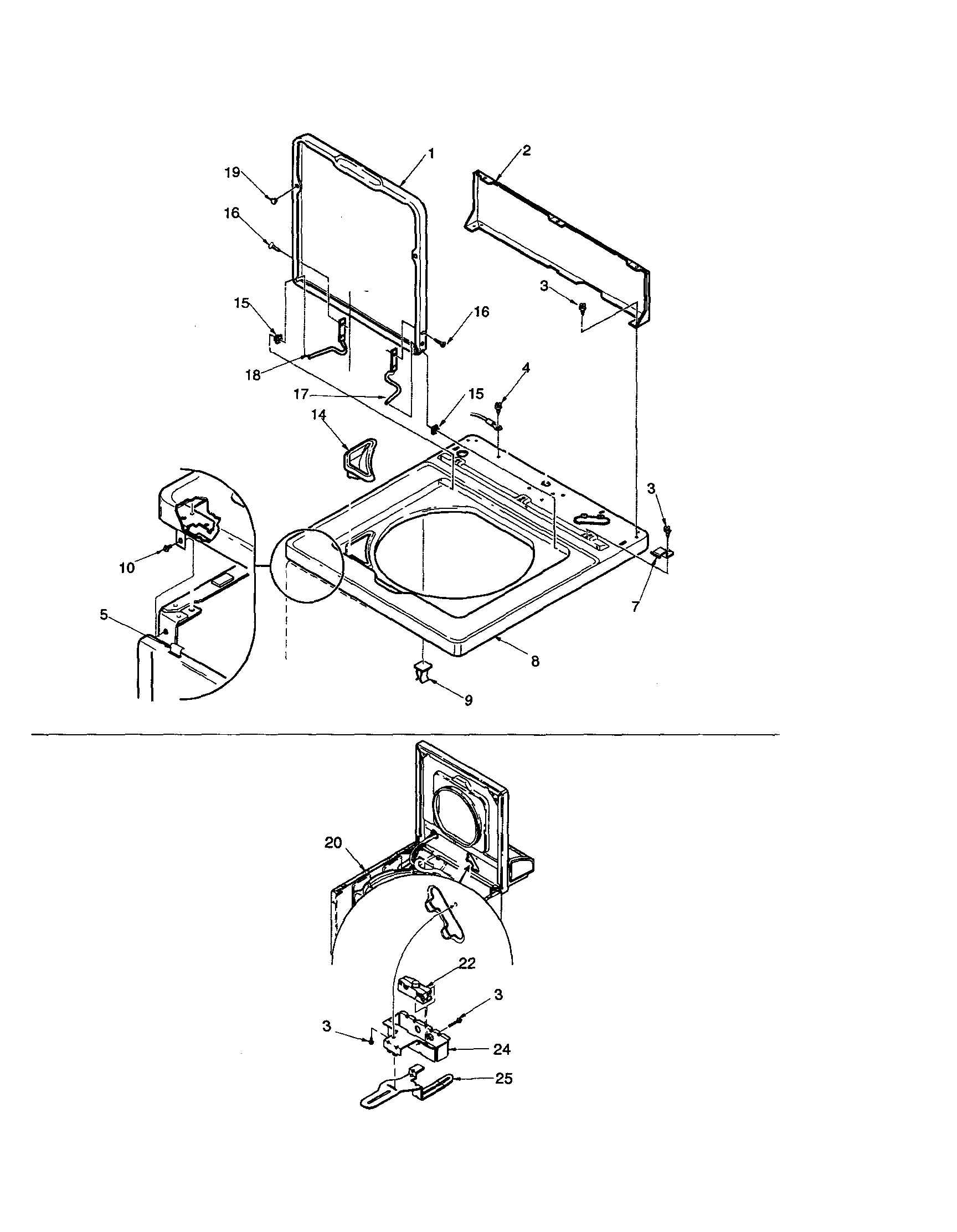 CABINET TOP/LOADING DOOR AND SWITCH