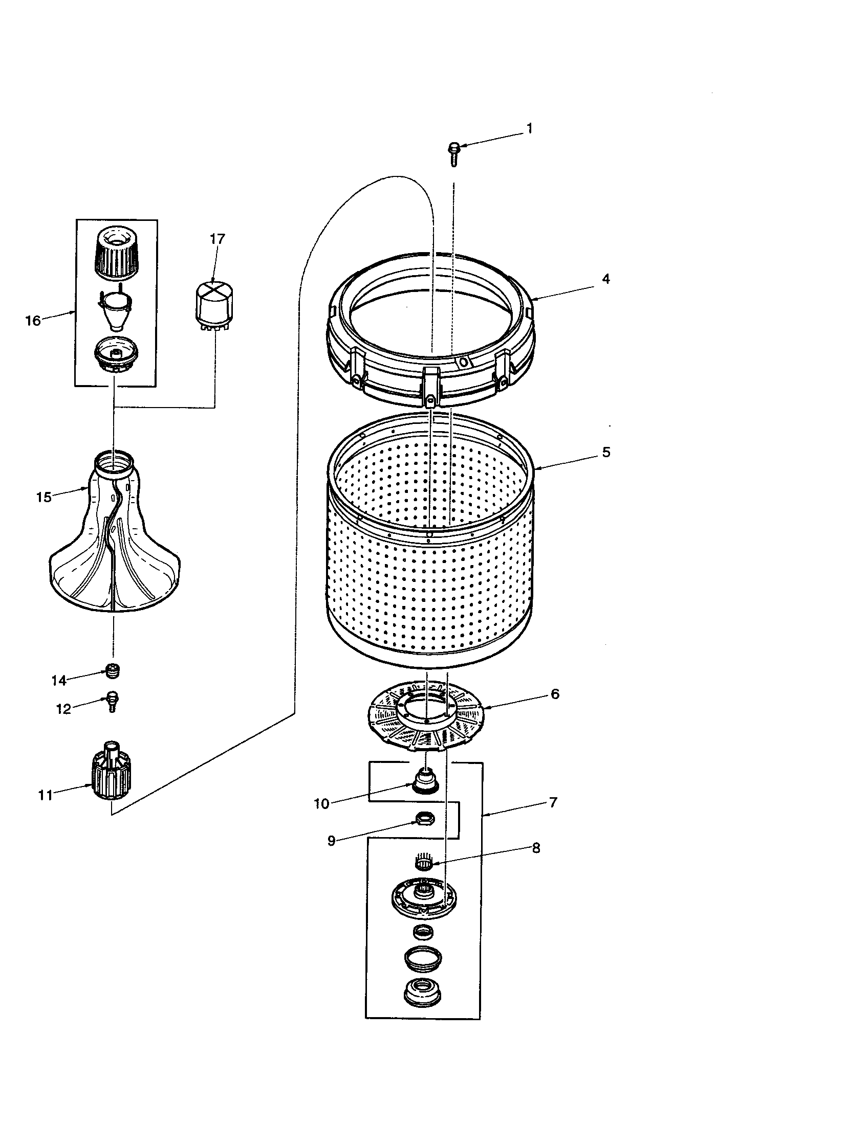 AGITATOR/DRIVE BELT/WASHTUB/HUB