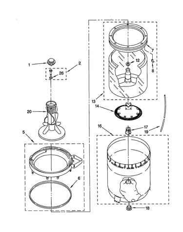 Agitator,basket and tub