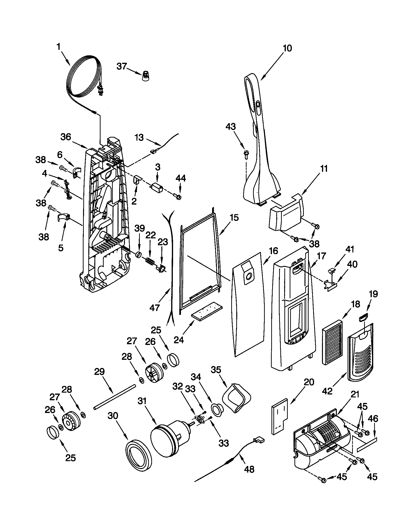 Dust compartment and motor