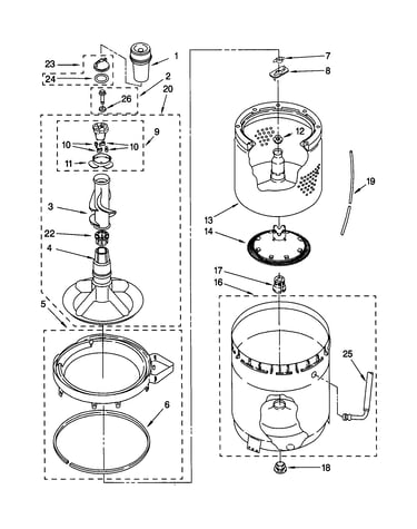 Agitator, basket and tub
