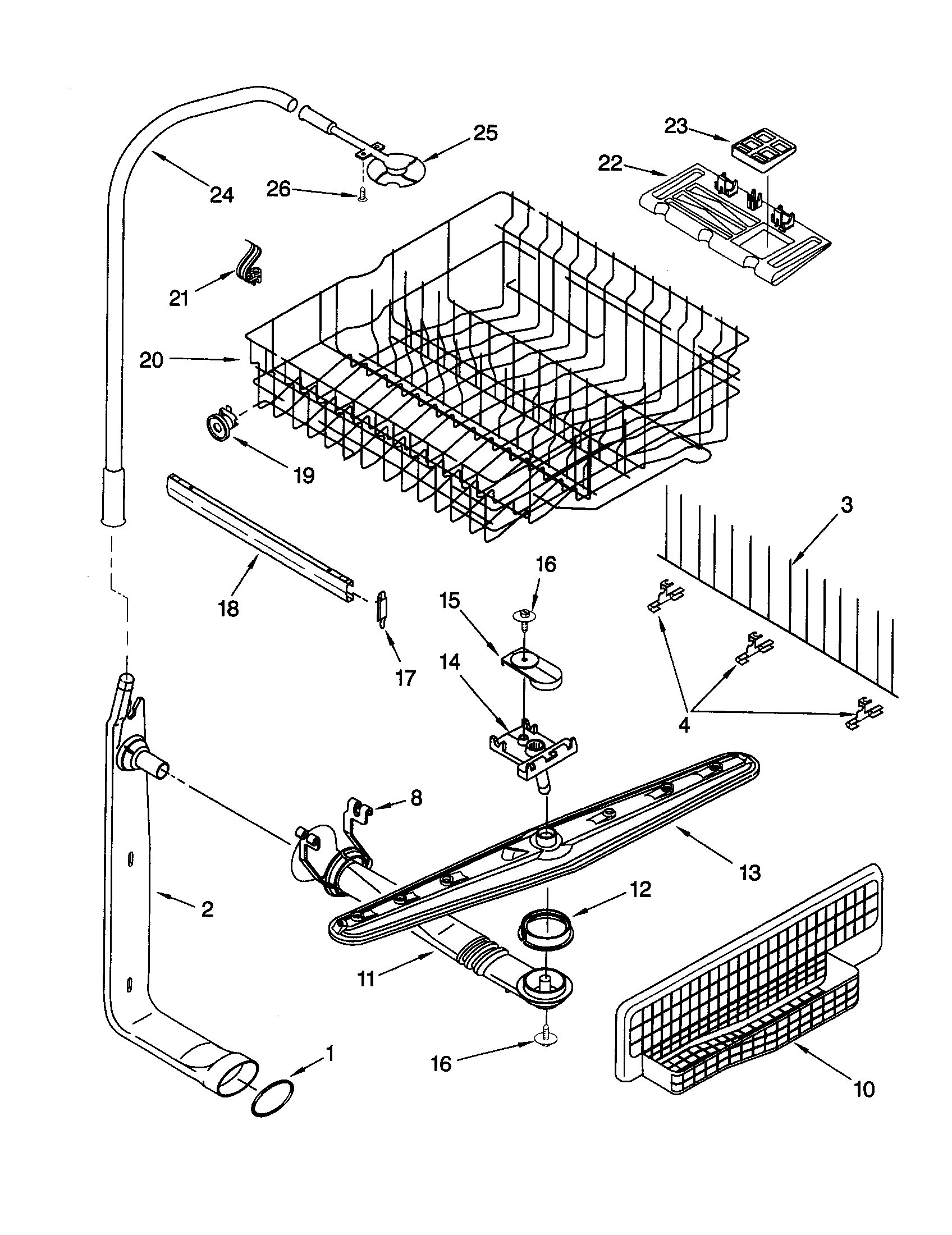 UPPER DISHRACK AND WATER FEED