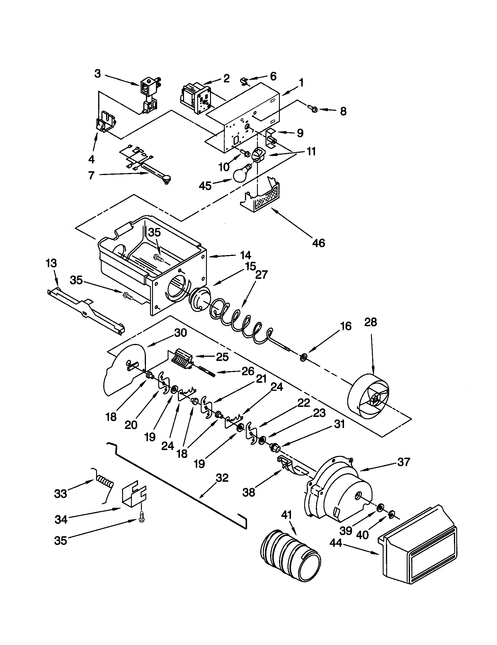 Motor and ice container