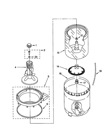Agitator, basket and tub