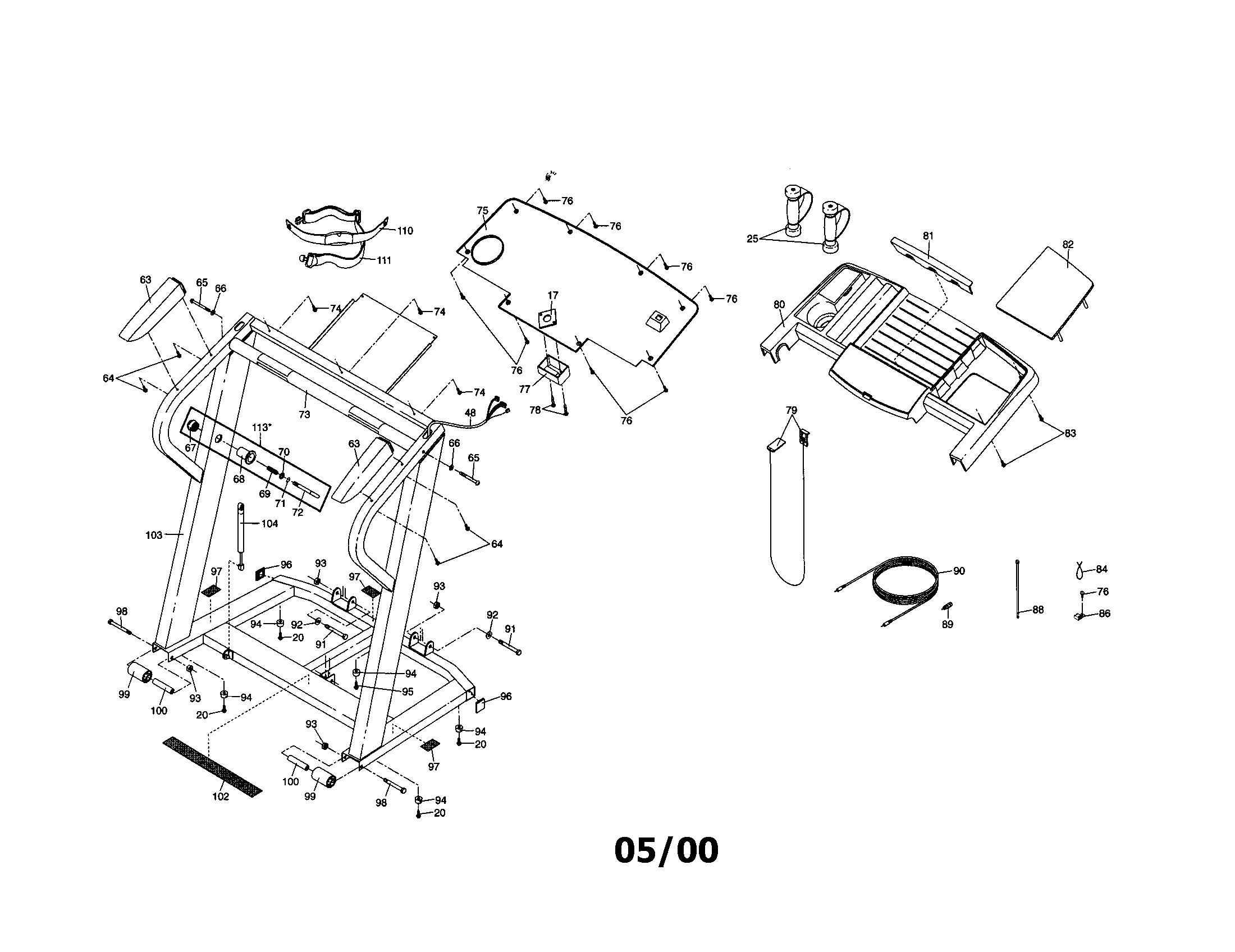 Treadmill/handrail