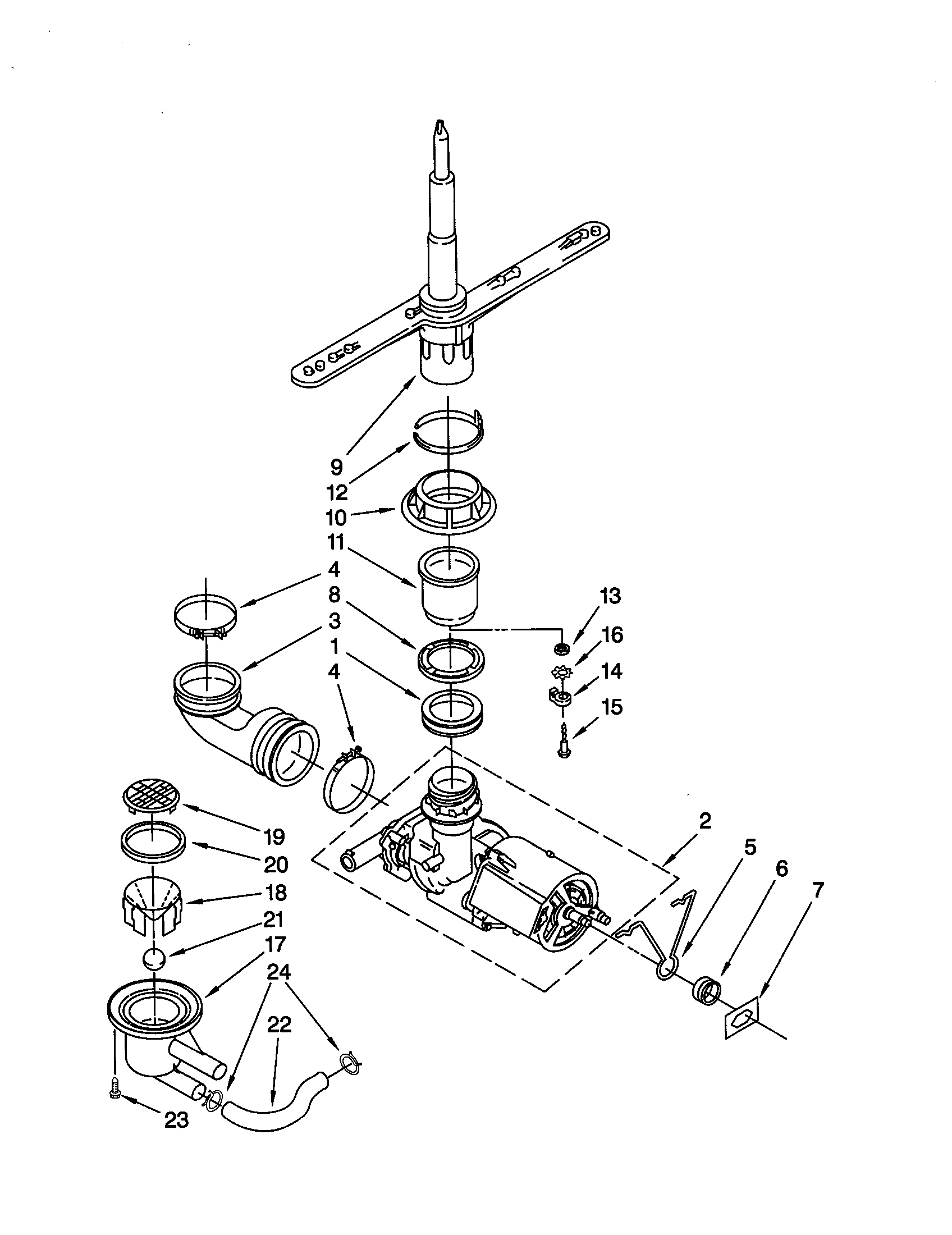 Pump and spray arm