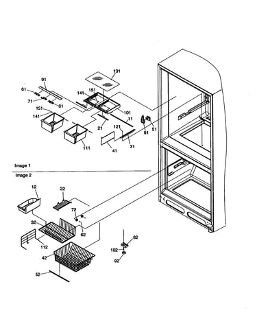 Crisper and freezer assembly