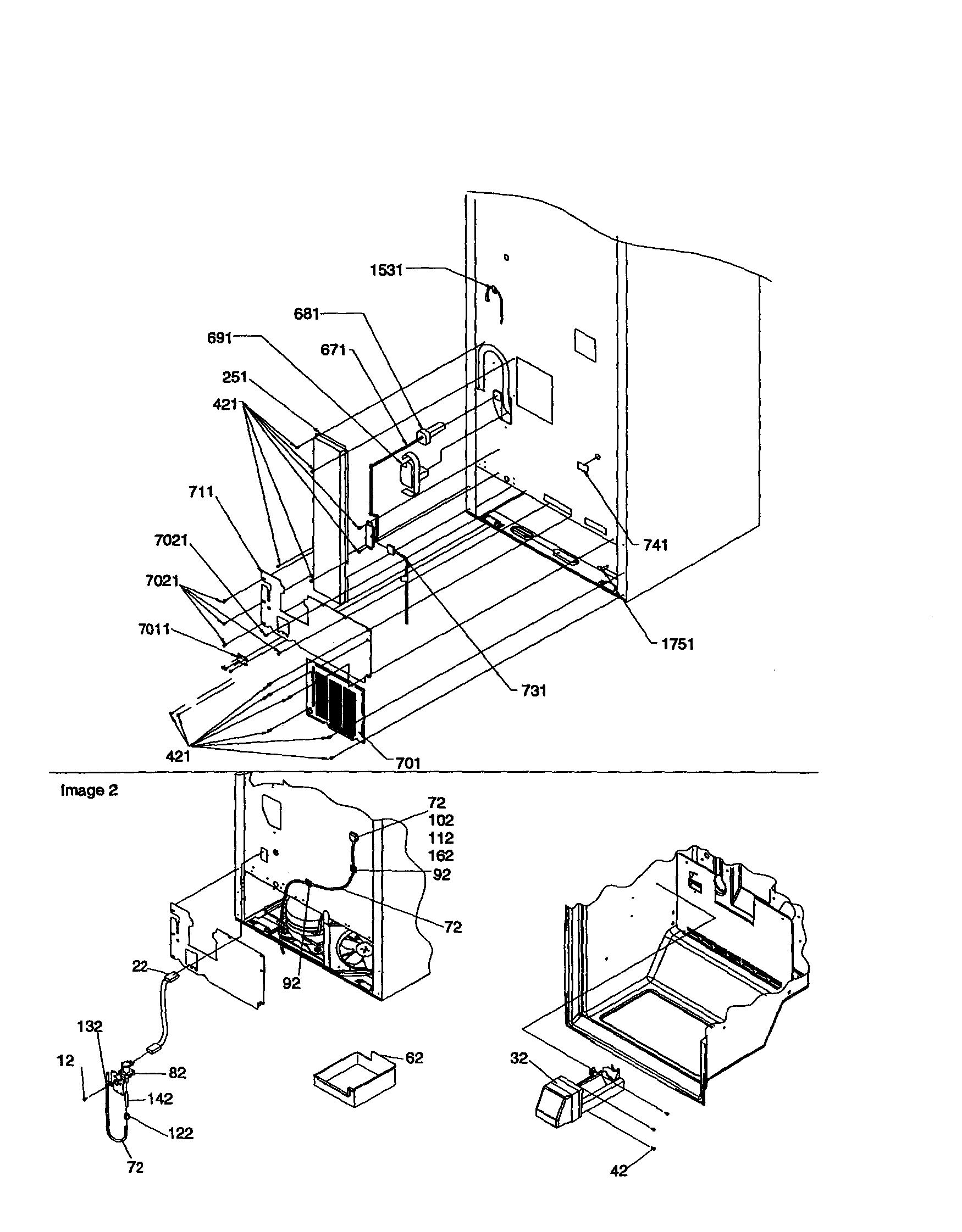 CABINET BACK AND WATER VALVE