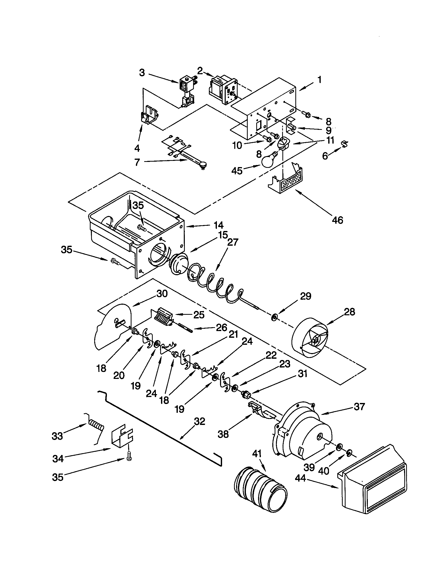 Motor and ice container