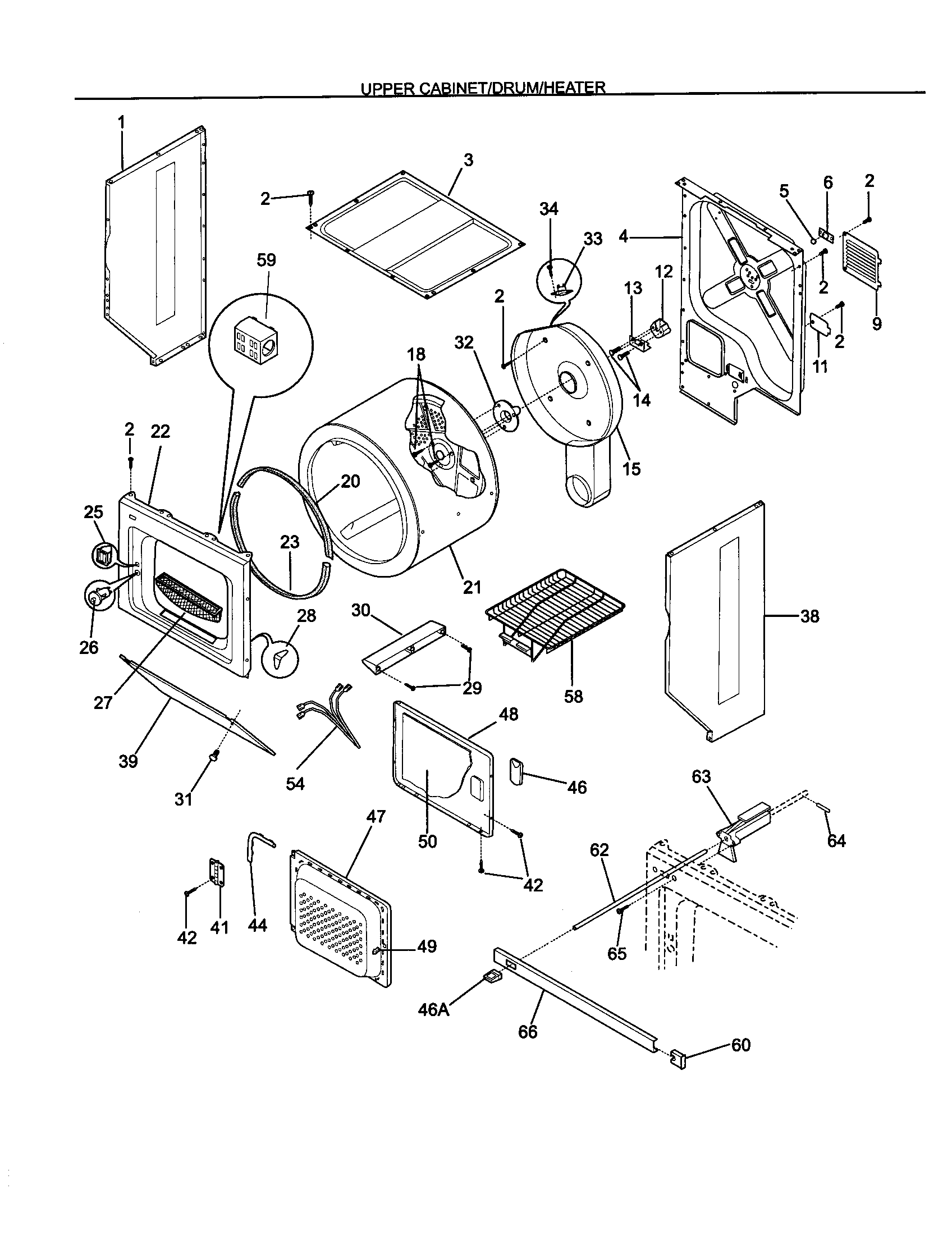 Upper cabinet/drum/heater