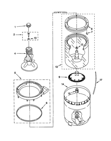 Agitator, basket and tub