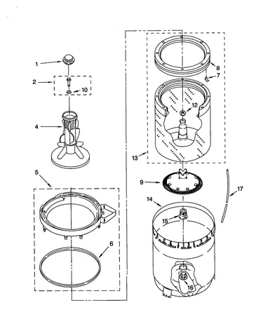 Agitator, basket and tub
