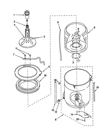 Agitator, basket and tub