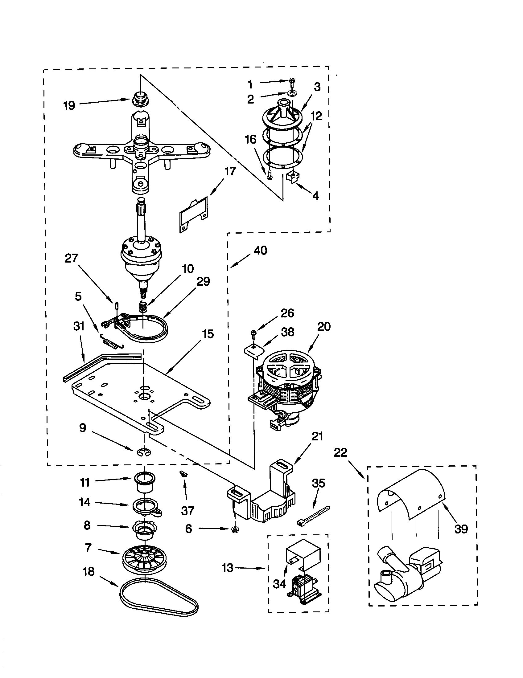 Transmission, motor and pump
