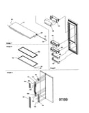 Refrigerator door, trim/handles