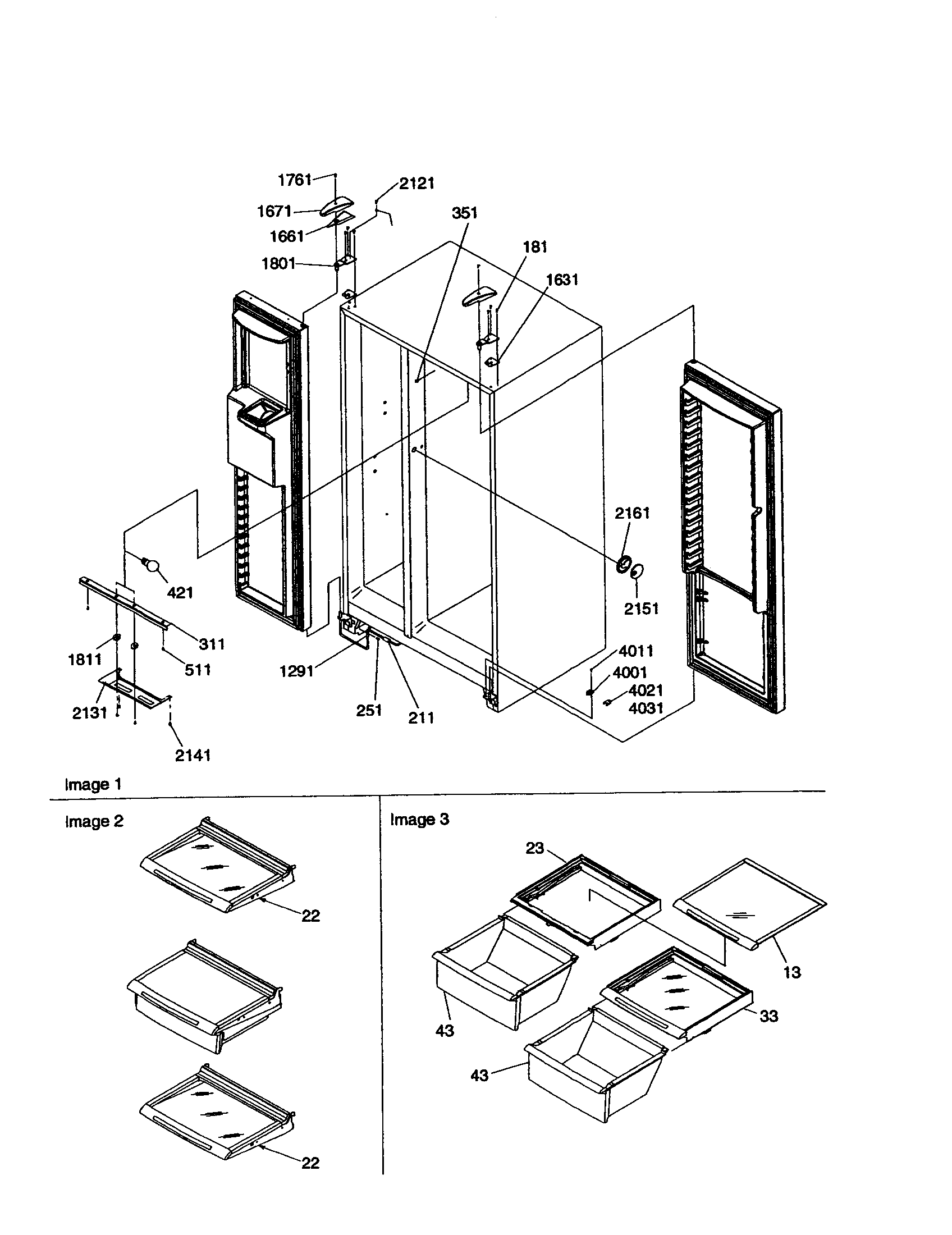 Lights, hinges and shelving