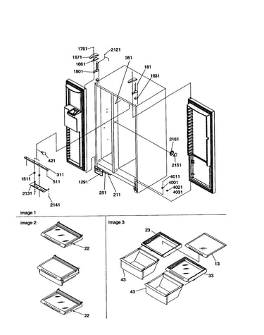 Lights, hinges and shelving