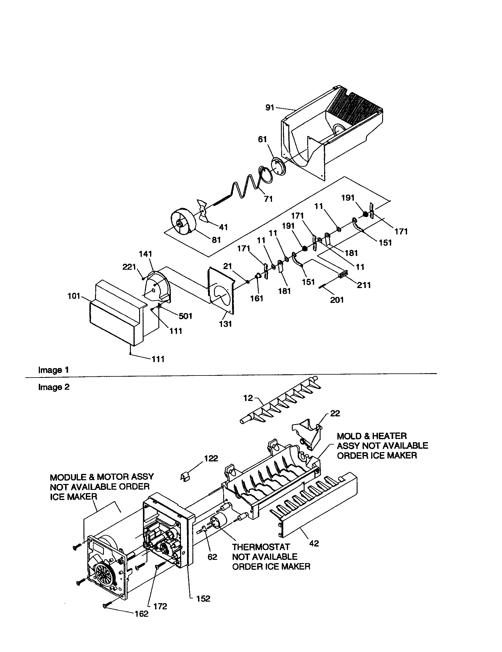 Ice bucket auger/ice maker