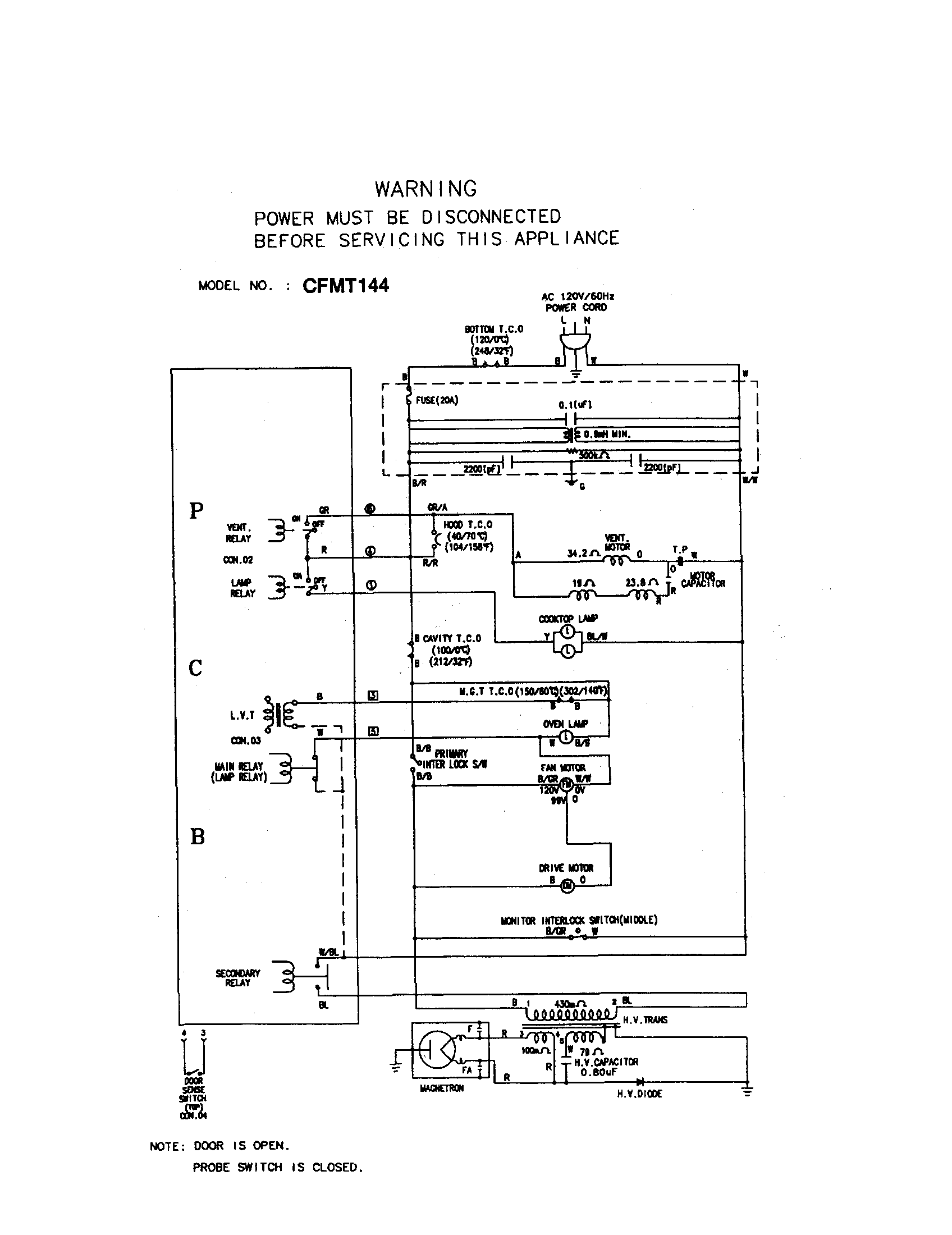 WIRING SCHEMATIC CFMT144