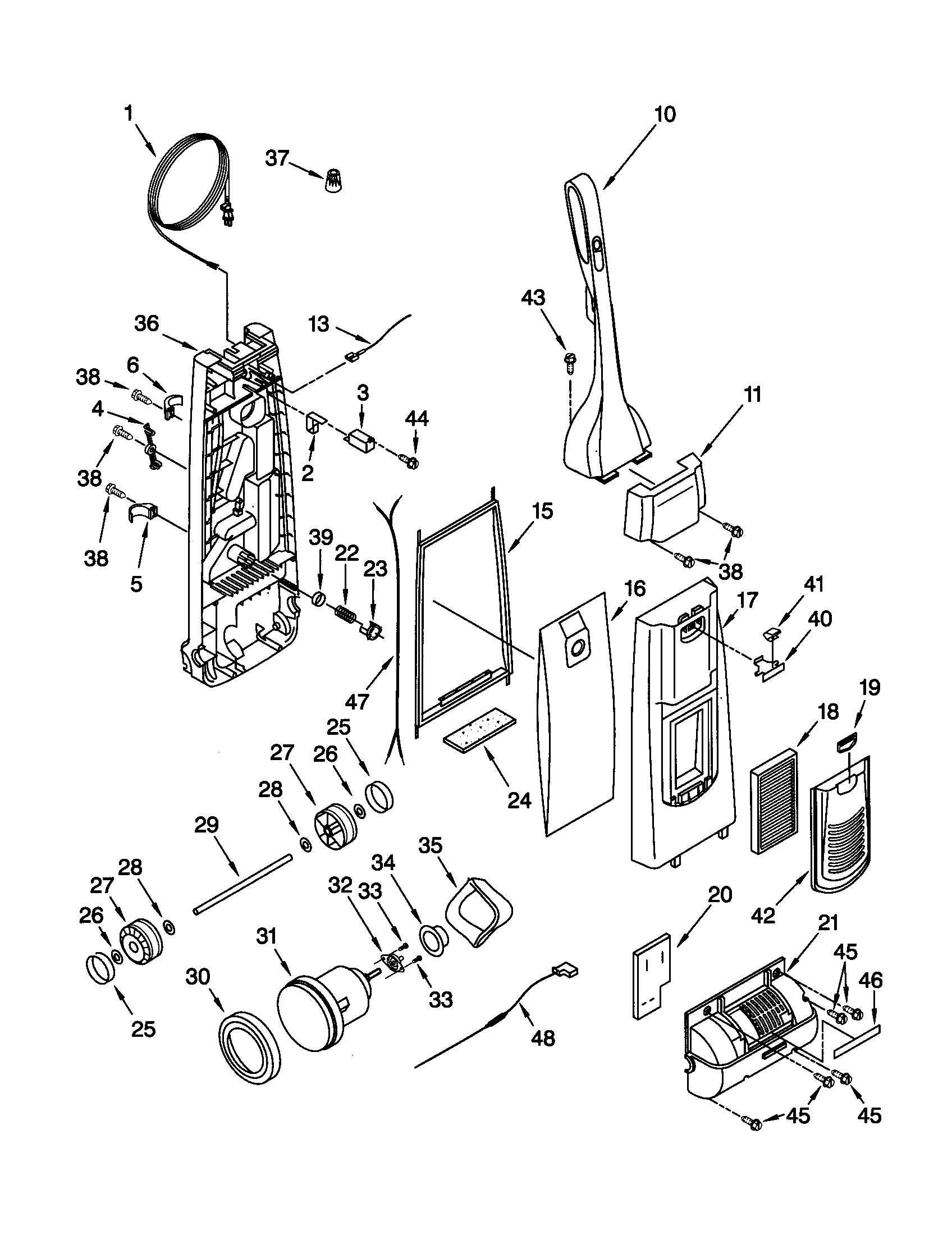 Dust compartment and motor