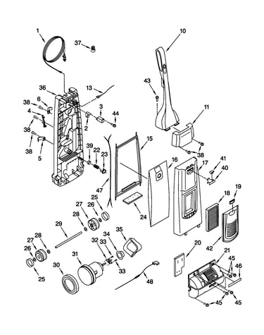 Dust compartment and motor