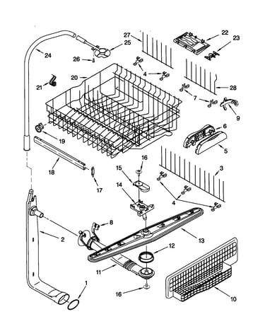 Upper dishrack and water feed