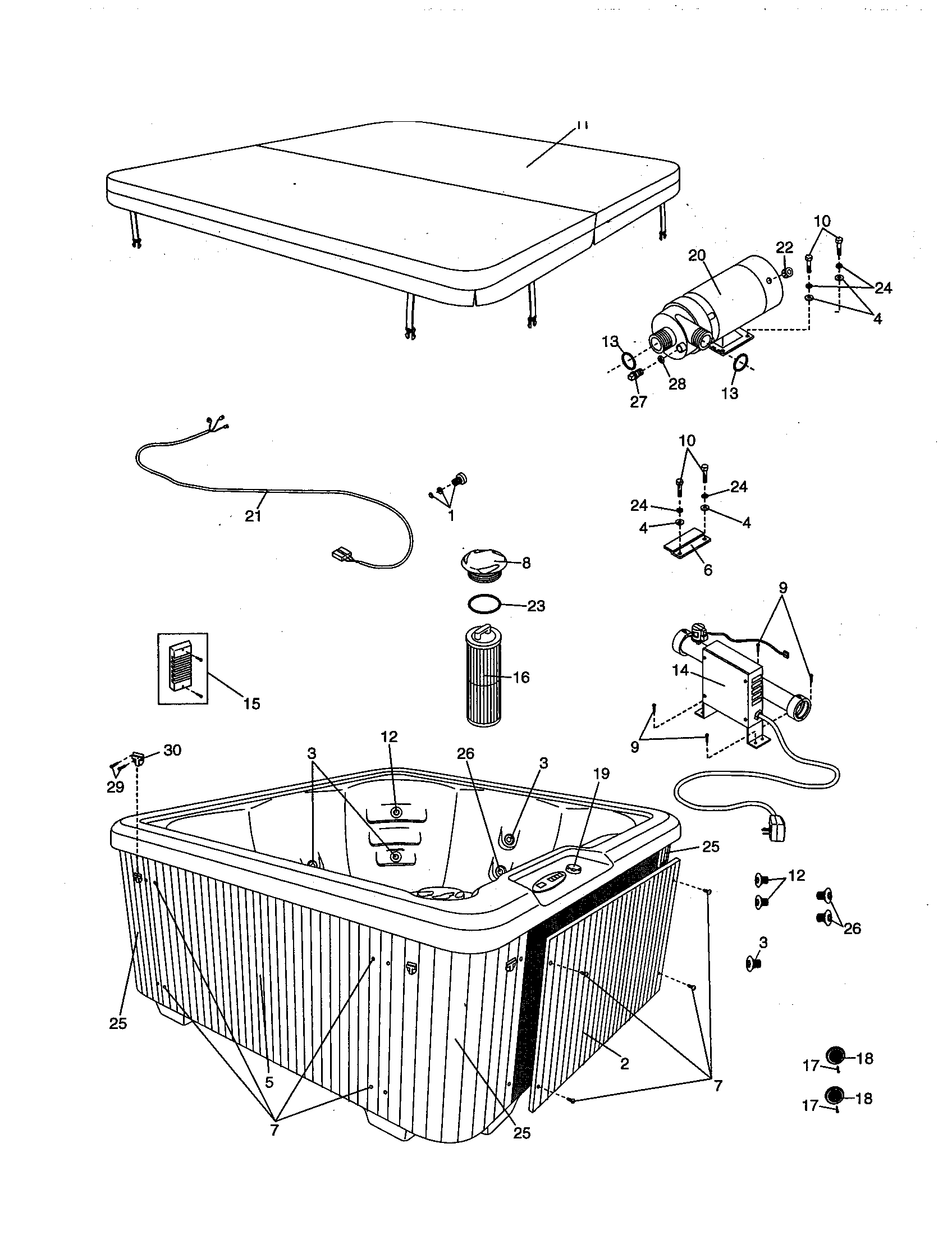 SPA PUMP, MOTOR AND COVER