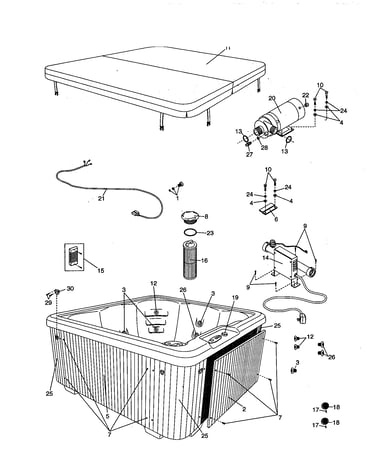 Spa pump, motor and cover