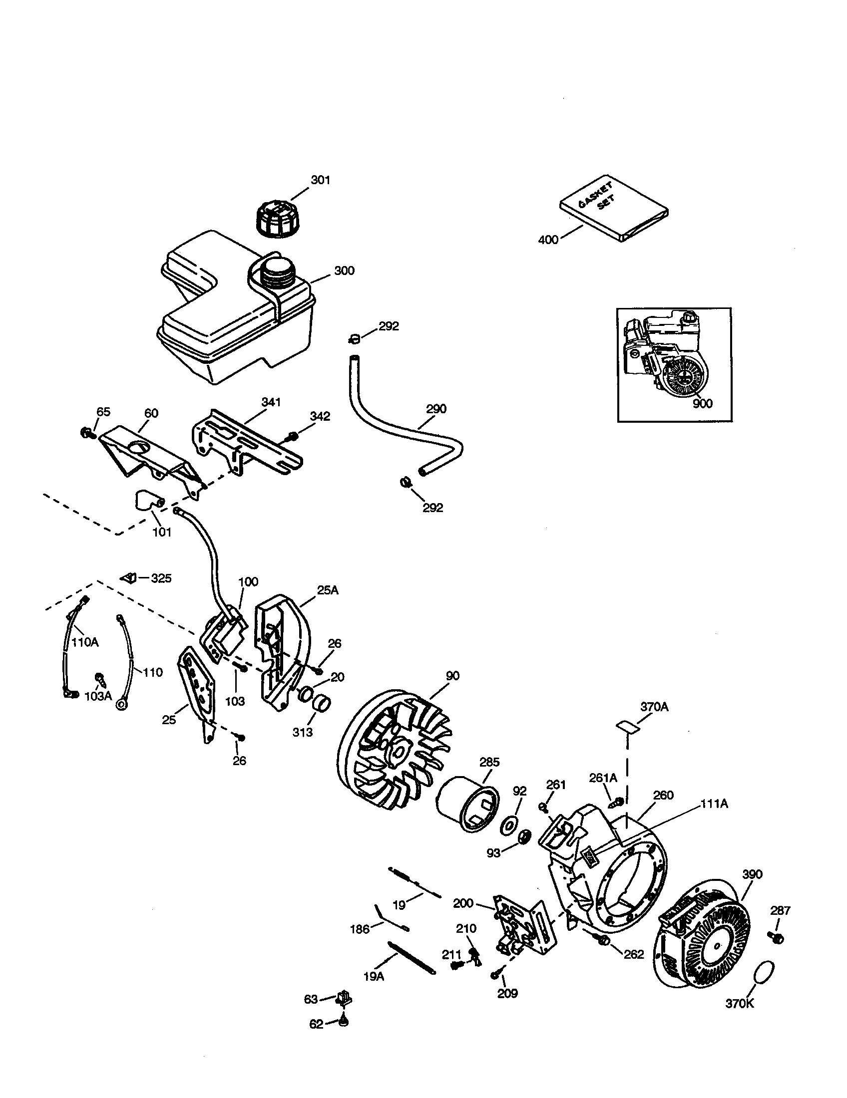 Flywheel/fuel tank