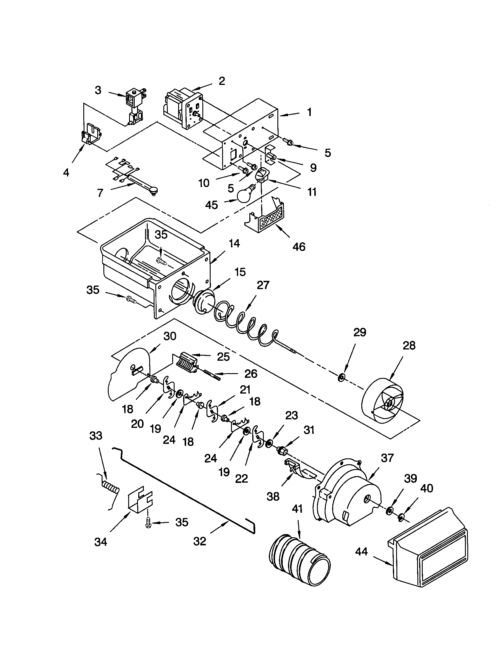 MOTOR AND ICE CONTAINER