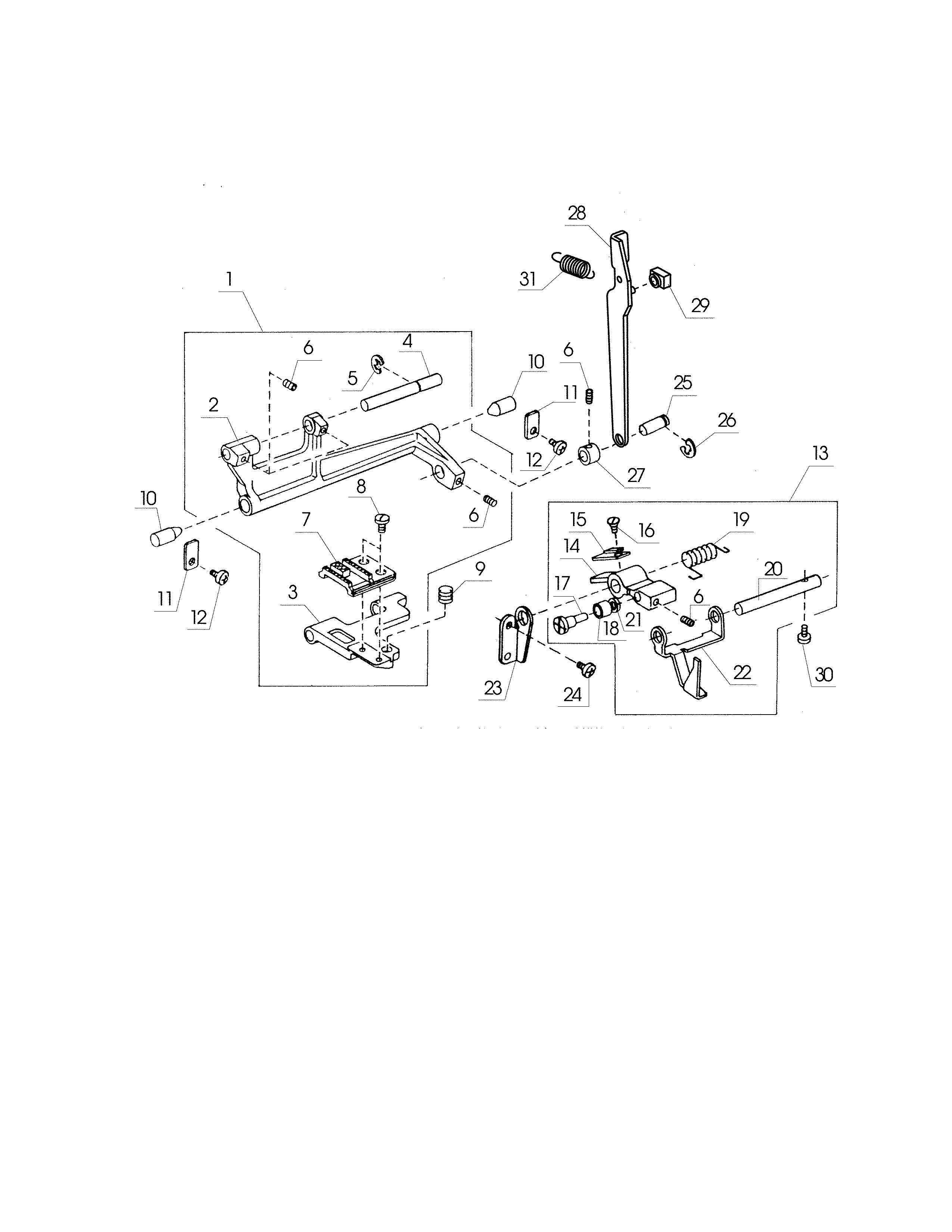Feed rack shaft/lifting arm