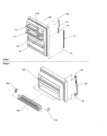 Door handles and door shelves