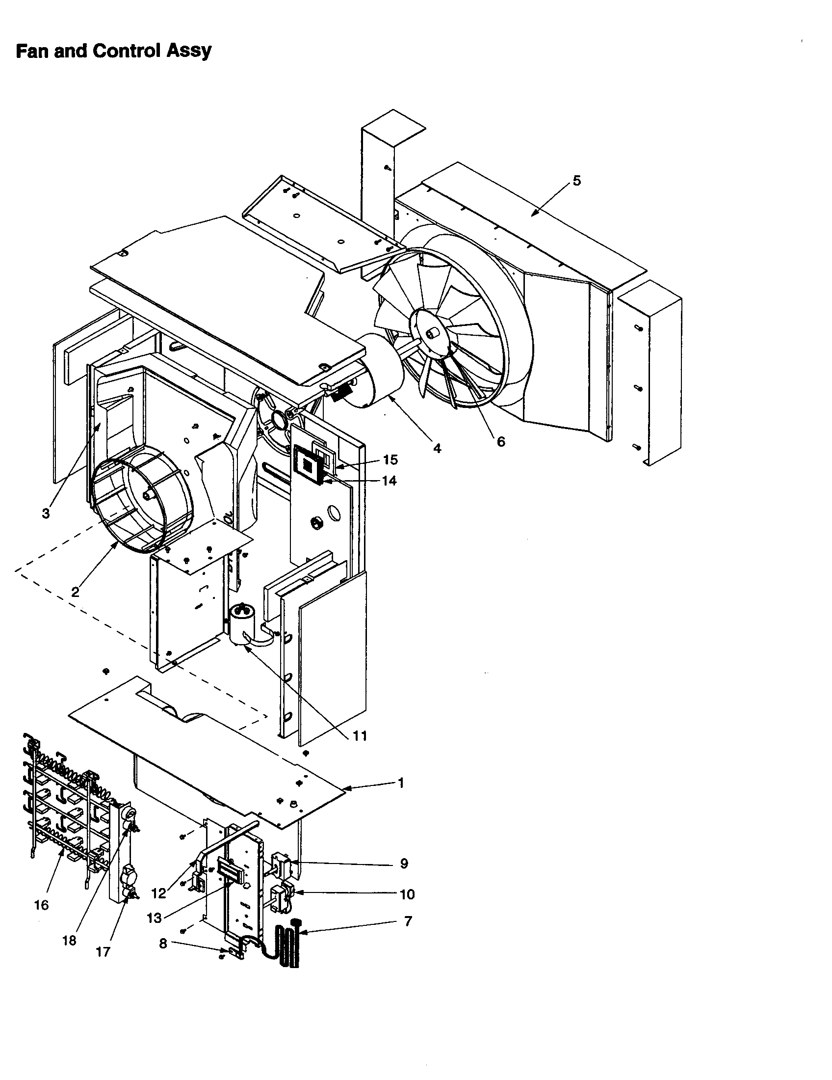 Fan and control assembly