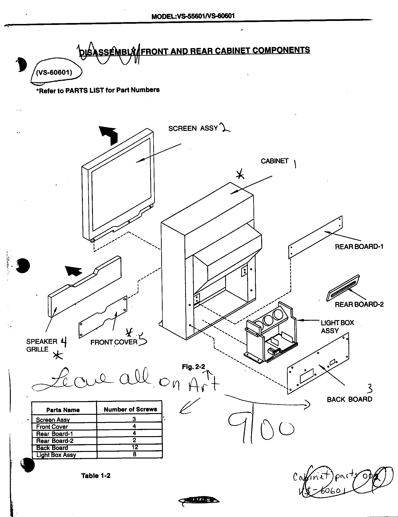 Front and rear cabinet components