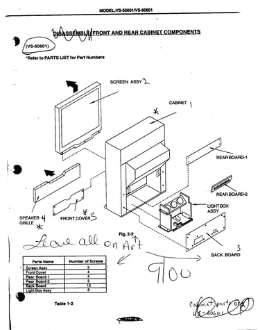 Front and rear cabinet components