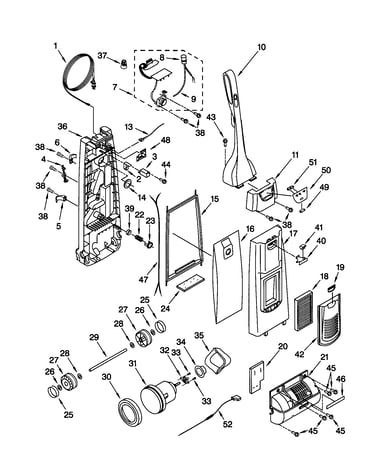 Dust compartment and motor