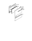 Oven door and snap-on panel
