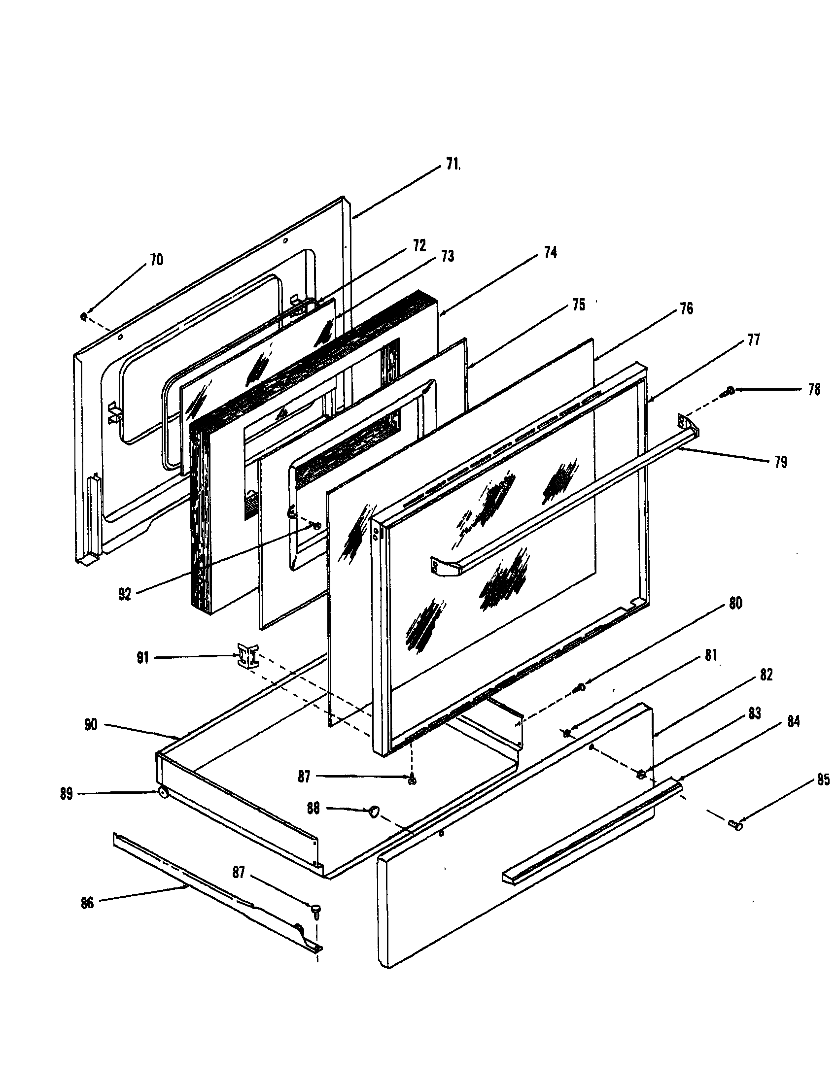 INNER DOOR GLASS AND STORAGE DRAWER